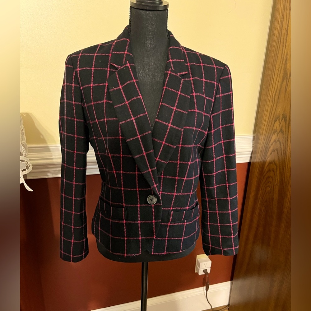 Pendleton Vintage 1980's Power Blazer Window Pane Plaid.